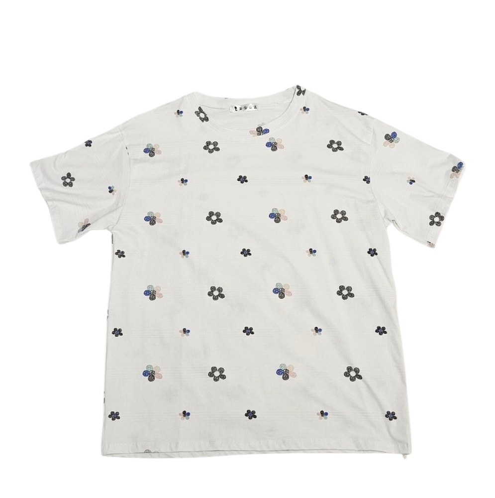 White T-Shirt with Floral Pattern